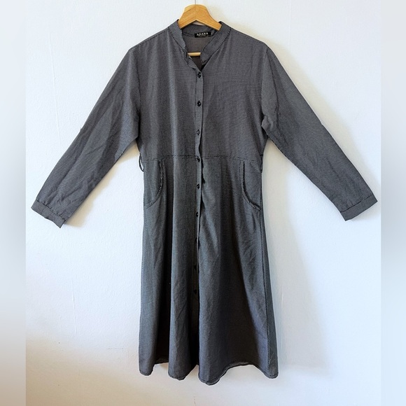 Adana - Turkish Cotton Dress | Size 44 Medium | Checkered, Pockets, Tie Waist - Picture 4 of 6